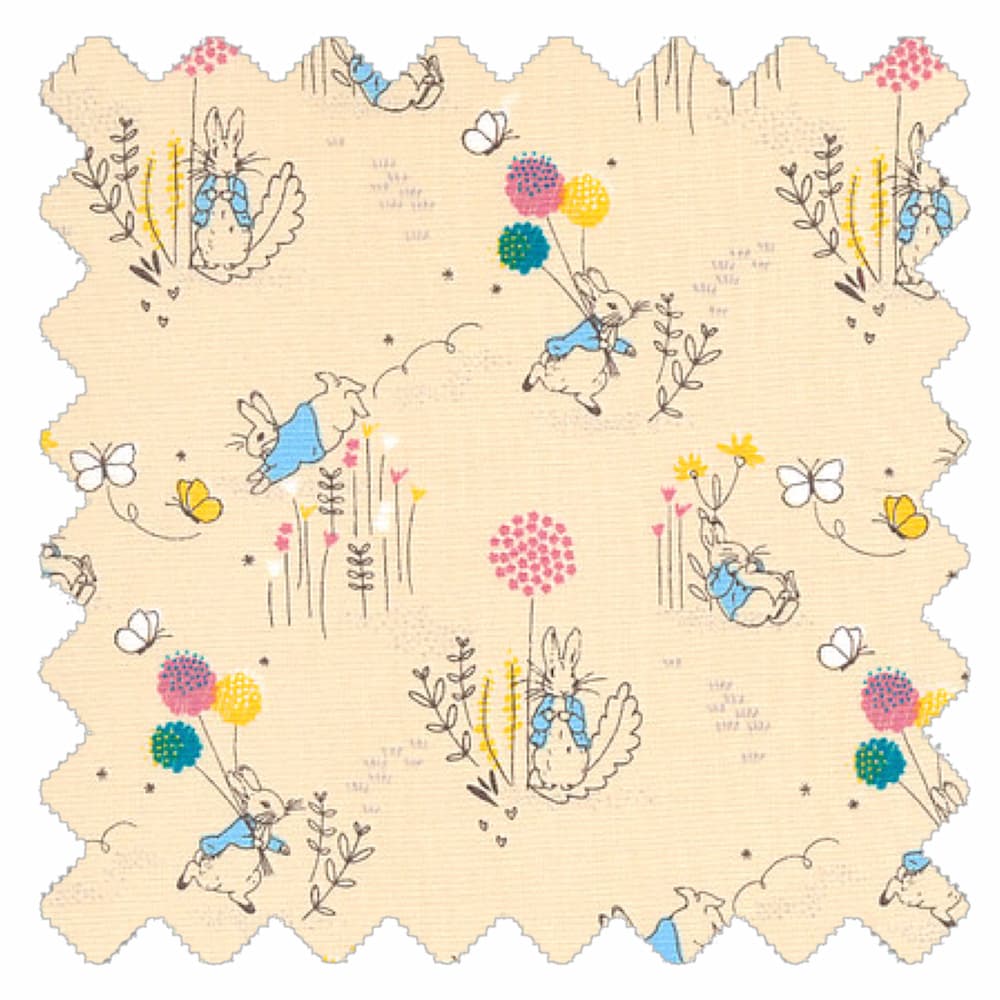 Playful Rabbit cream fabric with rabbits, bees and dandelion flowers on a warm neutral background for teepees and accessories
