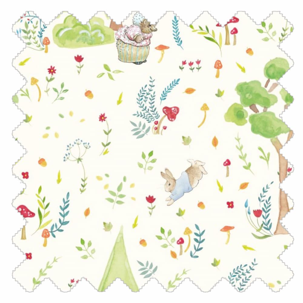 Whispering Woods fabric with woodland animals, rabbits, foxes and foliage on an ivory background for kids teepees and accessories