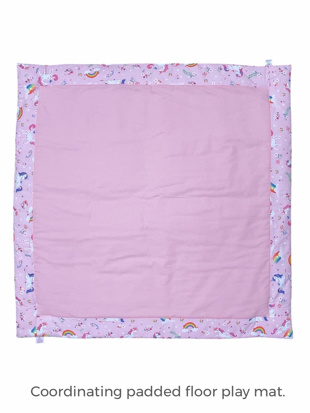 Coordinating padded pink unicorn floor play mat for kids teepee tent